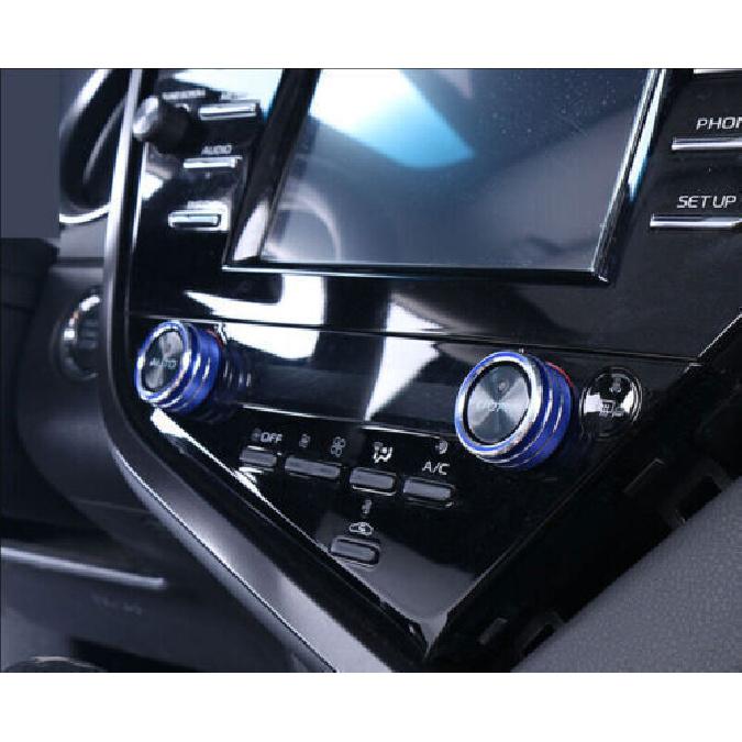 Center Console For Toyota Camry 2018- AC Switch Knob Cover Trim Blue Alloy