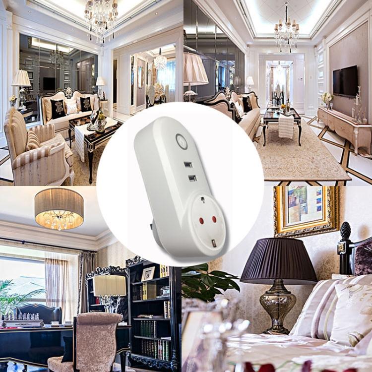 SA-002 2 USB Ports + 1 UK Socket WiFi Smart Power Plug Socket, Compatible with Alexa and Google Home, AC 110V-230V, UK Plug