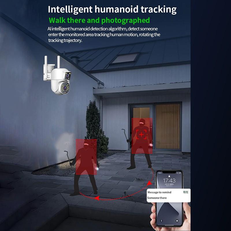 Наружная камера видеонаблюдения с двойным объективом 4K, домашняя камера видеонаблюдения, беспроводная Wi-Fi IP-камера, поддержка двустороннего аудио, встроенный микрофон