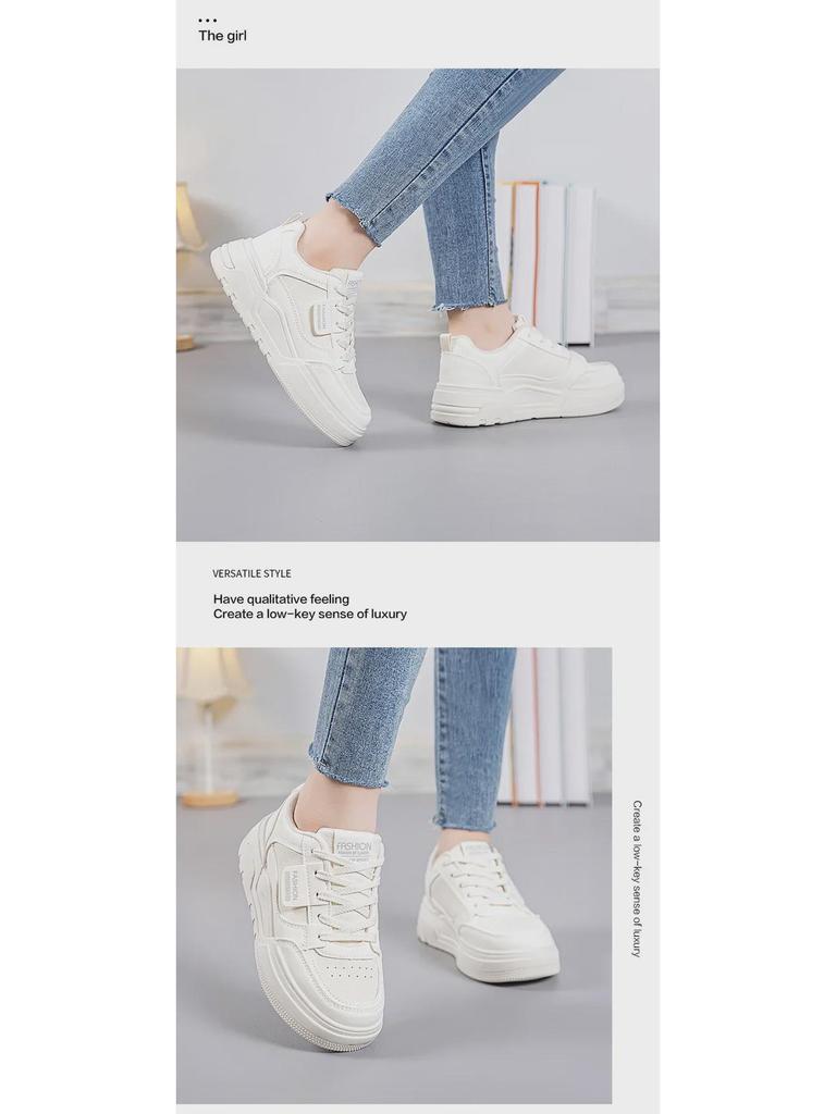 Женские белые кроссовки весна-лето 2025: Стильные, повседневные, универсальные, увеличивающие рост, нескользящие немецкие кроссовки.