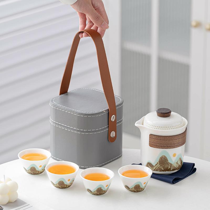 Simple Qingshan portable travel tea set Kuaike cup small set gift custom printing tea set teapot business