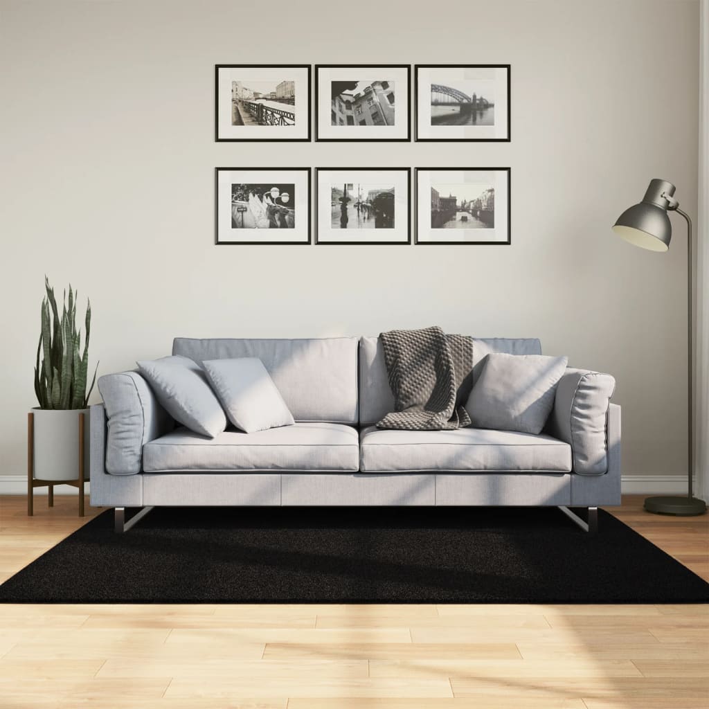 Ковер HUARTE Короткий ворс Мягкий и моющийся Черный 120 x 170 см