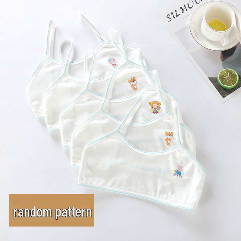 Девичья майка-бра из чистого хлопка - Защита от выпирания, Тонкая, Дизайн с сердечками