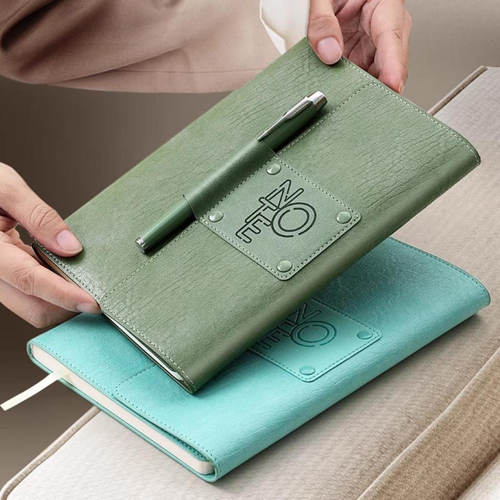 A5 Leather Student Subject Notebook, Thick Diary, Buckle Work Notebook, Business Meeting Record Book, Excerpt Book, Lined Pages, Travel Diary