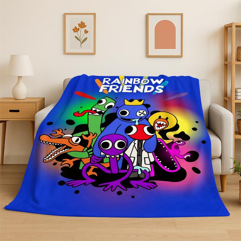 Игровое одеяло R-Rainbow Friends Мультяшное Фланелевое Мягкое Теплое Плед для Спальни Гостиной Кровати Путешествий Кемпинга Пикника Ребенок
