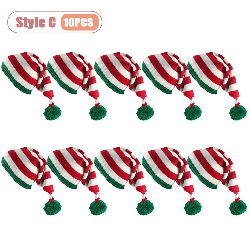 Уютная вязаная осенне-зимняя рождественская шапка унисекс с длинным хвостом и помпоном, в стиле волшебника, теплая шапка-бини для праздничной вечеринки, рождественский декор