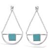 [P7029] - Silver 'Boho' Turquoise Earrings Silver (rhodium Plated) - 40x20 Mm
