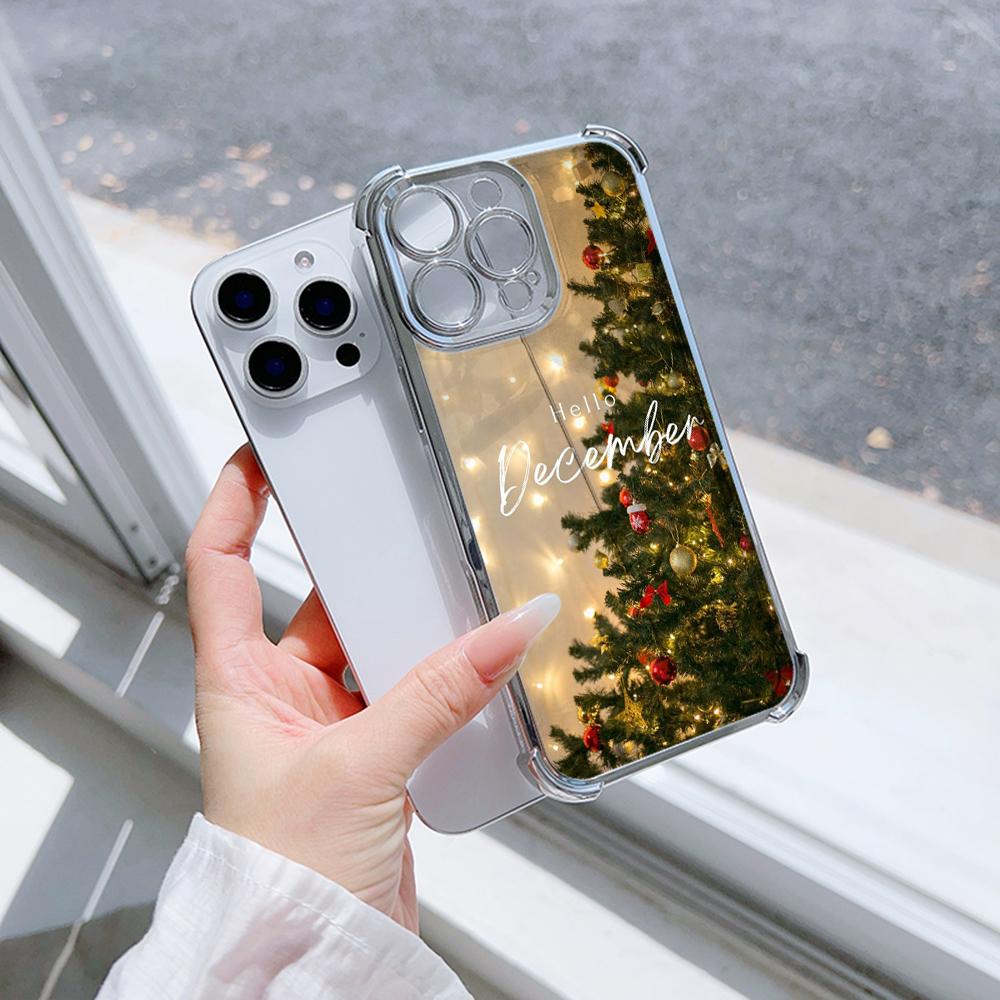 Чехлы для телефонов Ae117 Merry Christmas Happy New Year с гальваническим покрытием из ТПУ для iPhone 16 15 13 11 Pro Max Infinix Smart 8 с защитой на четыре угла