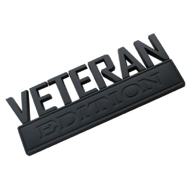 2pcs VETERAN Edition Decals Car Sticker 3D Raised Letter Emblem Black Matte