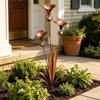 Triple Blue Bell Flower Wind Chime: Outdoor Garden Ornament with Three-Headed Carnivorous Plant Design.