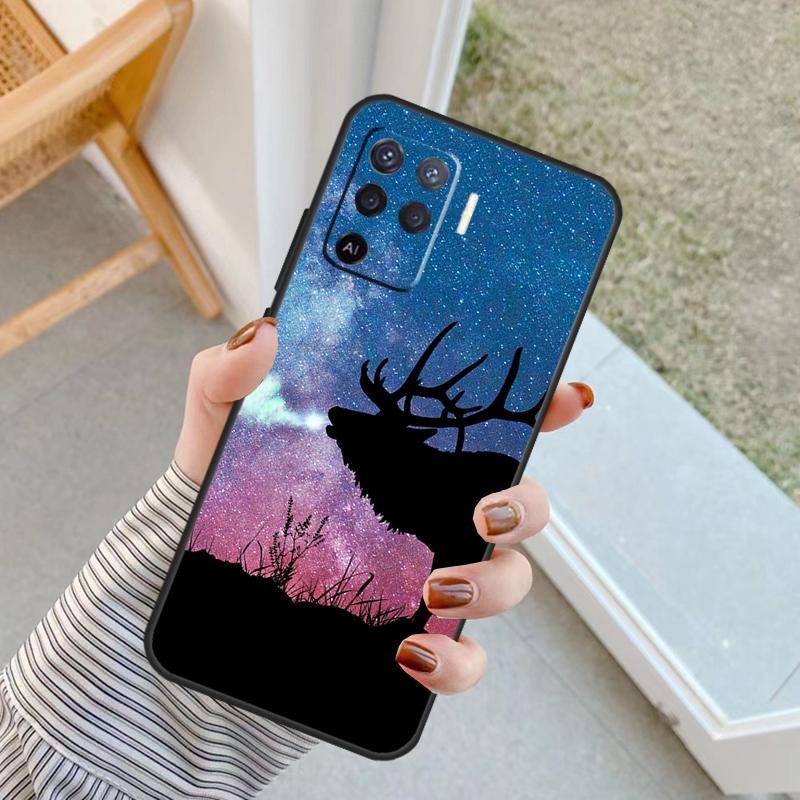 Starry Sky Deer Case For Oppo A60 A80 A40 A17 A57 A77 A74 A54 A94 A78 A98 A18 A38 A58 A96 A76 A16 A15 A5 Pro