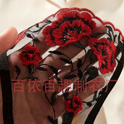 Сексуальное нижнее белье женское кружевное прозрачное вышивка сексуальные леггинсы с разрезом комплект из двух частей 2