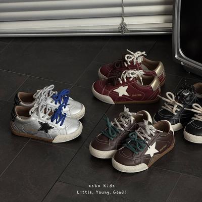 XSHX Грязные Звездные Кеды Звезда Звезда То же Венчжоу Одноклассник Осень Дизайн на липучках Спорт Тонкая Подошва Американский Спорт