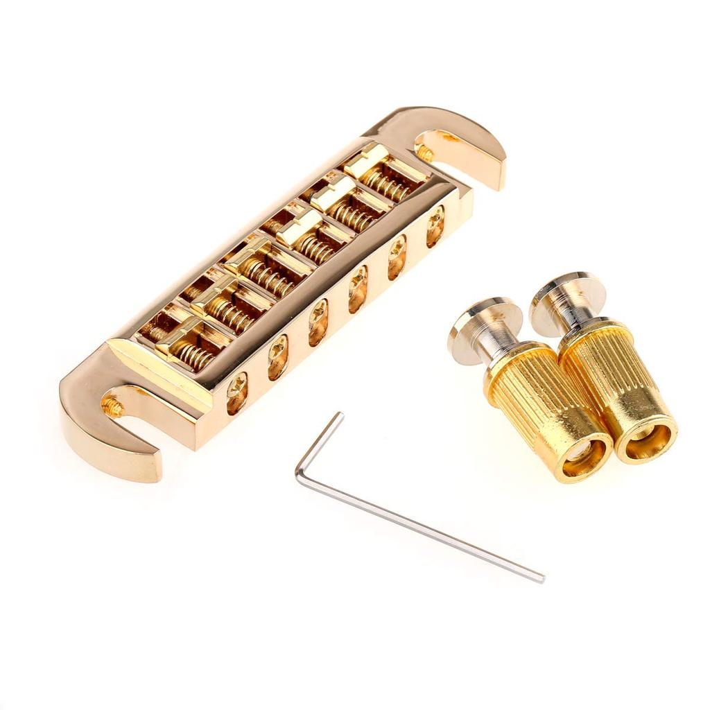 Musiclily Pro 10.5mm Pitch Pigtail Style Guitar Wraparound Bridge Tailpiece for Epiphone Les Paul and SG Electric Guitars, Gold