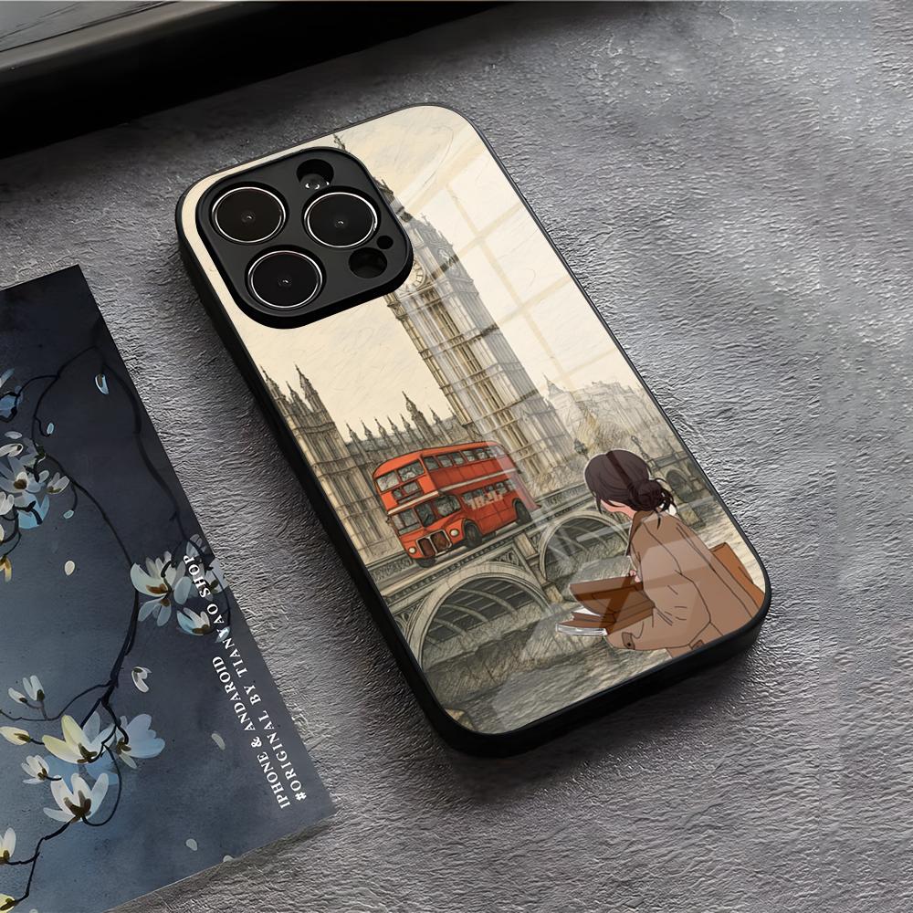 London Big Ben Phone Case For IPhone 17 Air 16 E Pro Max 15 14 13 Mini 12 Pro 11 Max Plus Black Glass Cover