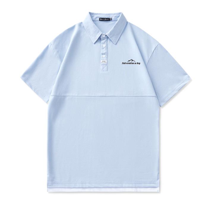 Мужская летняя новая свободная футболка-поло с коротким рукавом, мужская тонкая футболка с коротким рукавом и лацканом