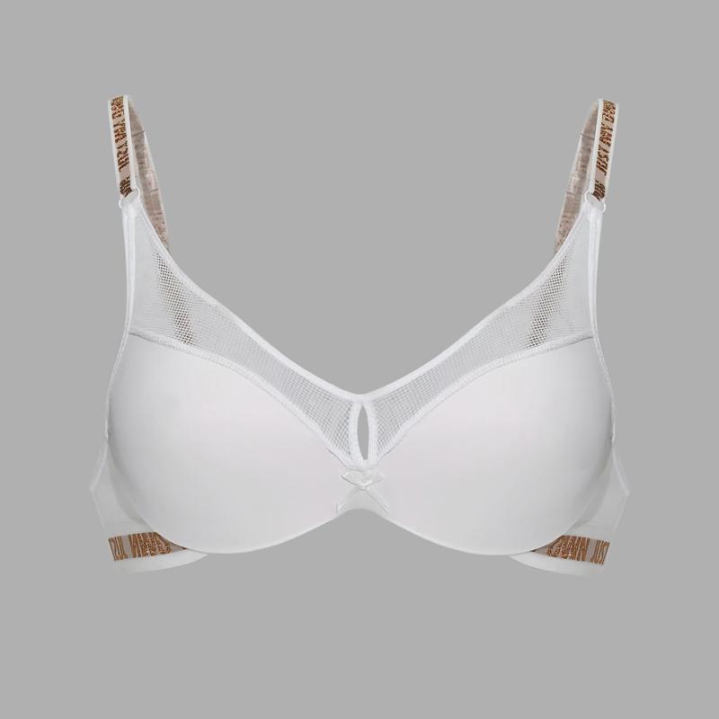 Женский сексуальный полупрозрачный бюстгальтер с подкладкой пуш-ап с бретельками с буквами, бюстгальтер с открытыми плечами, дышащая сетка, спортивное нижнее белье для отдыха 75B-90B