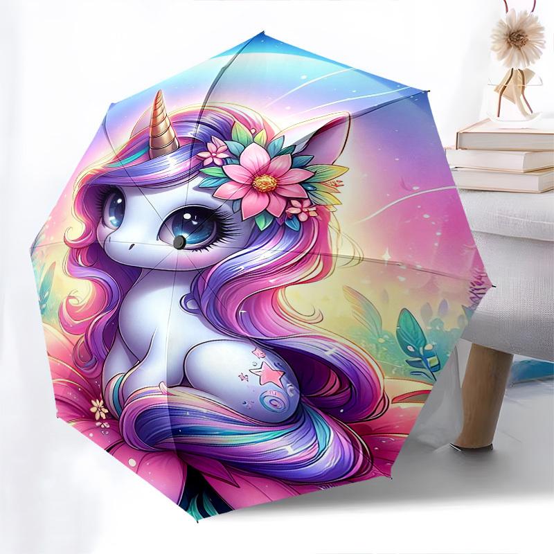 Unicorn Fantasy- Automatic Umbrella, Four Seasons Portable Folding Umbrella, Suitable for Men and Women, Travel, Daily Compact Umbrella, Out