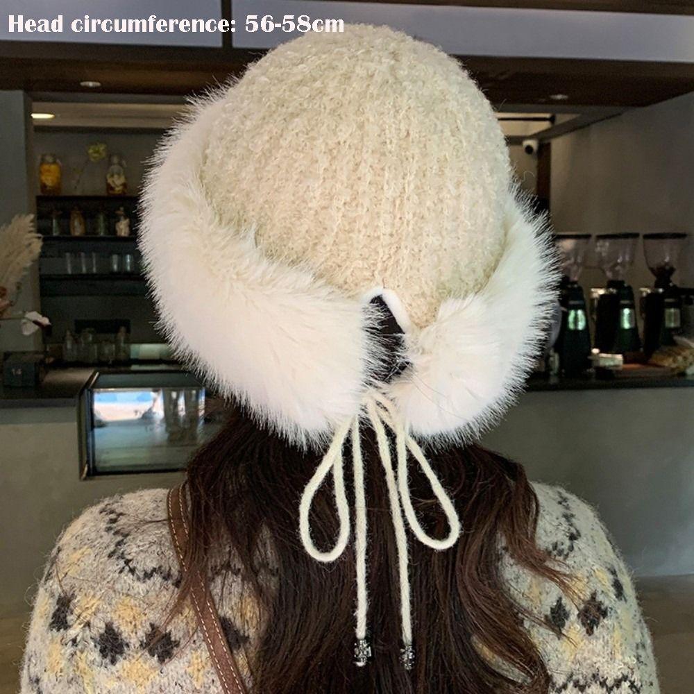 Warm Winter Plush Hat Thickened Ear Protection Hat Trendy Knit Hat  for Women