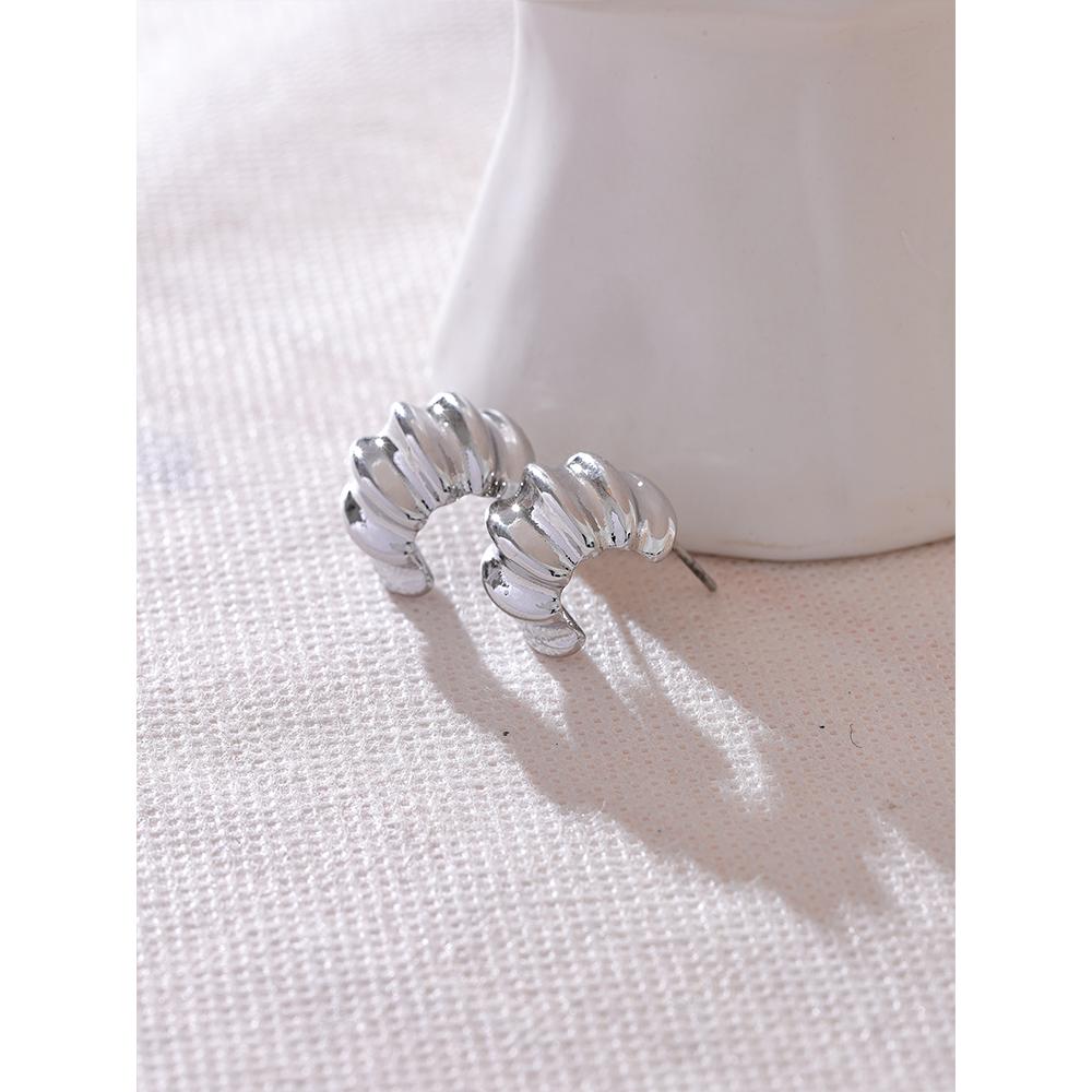 Eetit Отличительные металлические серьги C-образной формы с геометрическим рисунком, необычные серьги цвета золота, серебра, текстура, нержавеющая сталь, минималистичные ювелирные изделия, новинка