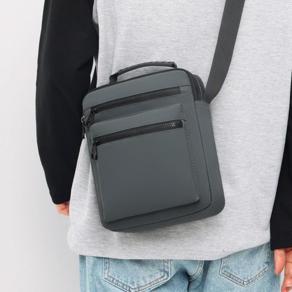 Solid Color Men Crossbody Bag Multifunctional Small Square Bag Fashion Nylon Shoulder Bag  Business