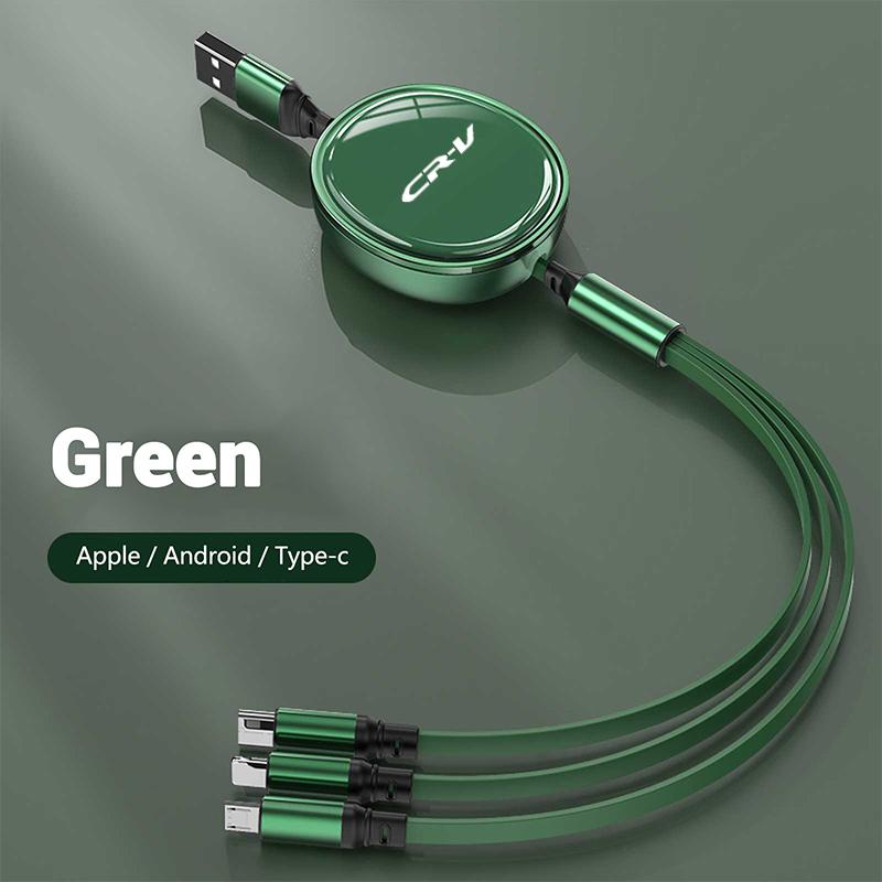 3 In 1 Car Logo Fast Charge Cable For iPhone USB Type C/Micro Accessory For Honda Civic Fk7 Fit Fk2 Mugen Fk8 Type R Accord CR-V XK6