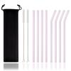 8Pcs Colorful Glass Straws Reusable Drinking Straw Eco-friendly High Borosilicate Glass Straw Glass Tube Party Favors Bar Drinkware