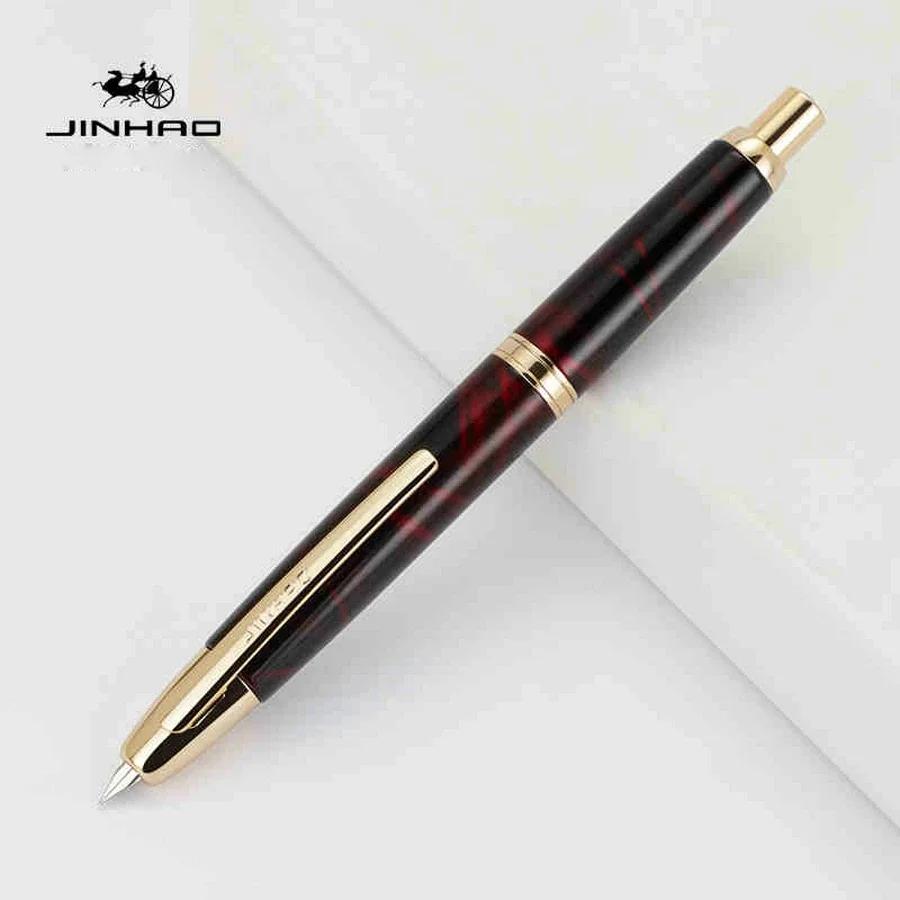 JINHAO 10 Нажимная Выдвижная Перьевая Ручка EF/F Перо Ручная Полировка Розовые Чернила Ручка с Конвертером Офисные Школьные Принадлежности A1