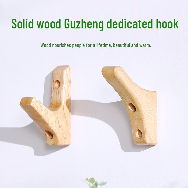 Настенный держатель-подставка из массива дерева для гуциня и крючок для аксессуаров