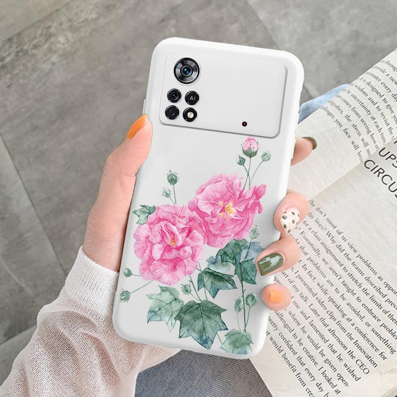 Для Poco X4 Pro 5G M4Pro Чехол Funda Винтажный Цветок Лист Защитный Чехол TPU Capa Для Xiaomi Poco X4 Pocox4 X 4 M4 Pro Coque