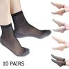 10 Pairs High Quality Women Socks Female Summer Thin Silk Transparent Sexy Ankle Nylon Breathable Socks