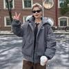 Хлопковая одежда с капюшоном, утепленная и теплая, зимняя свободная одежда для мужчин и женщин, американский шерстяной воротник, повседневная хлопковая куртка с капюшоном,