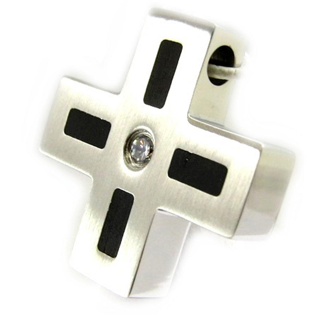 Les Trésors De Lily [E4245] - Men's 'Cross' Pendant White Black