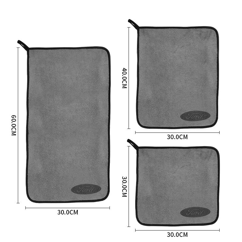 Car Wash Microfiber Towel Auto Emblem Cleaning Drying Rag Cloth For Ford Fiesta Ranger Focus MK3 Kuga Mondeo Fusion Accessories