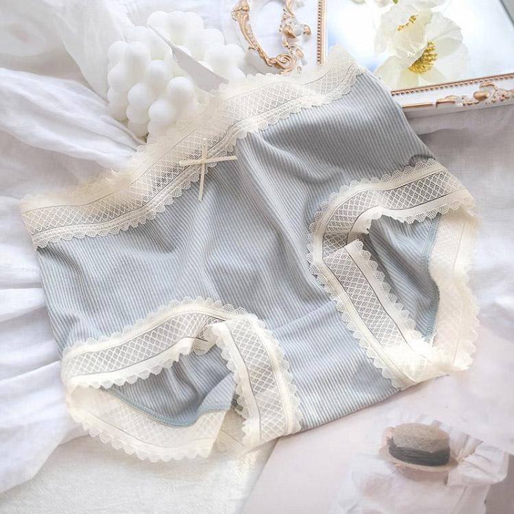 Нитка Хлопок Девушка Милая Кружевная Край Средняя Талия Удобный Бюстгальтер Эластичный Треугольник Нижнее Белье