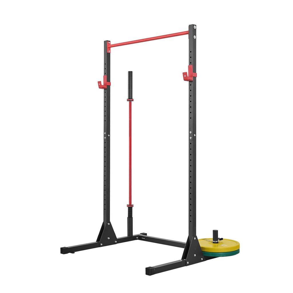 Power Cage Squat Rack, Multifunctional Power Rack Bench Press Equipment with 28-Level Adjustable J-Hooks, Strength Training Workout Home Gym for