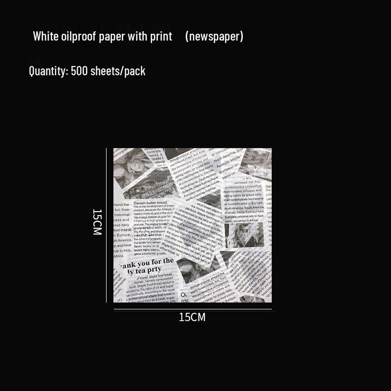 Oil-Proof Food-Grade Baking Paper: English Newspaper Design for Hamburgers and Placemat Use