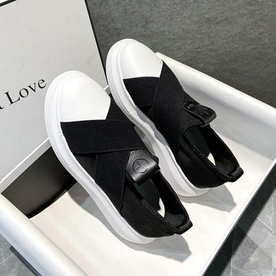 Дышащие белые туфли из эластичной ткани из лайкры, белые туфли на толстой подошве, новые женские одинарные туфли без шнуровки