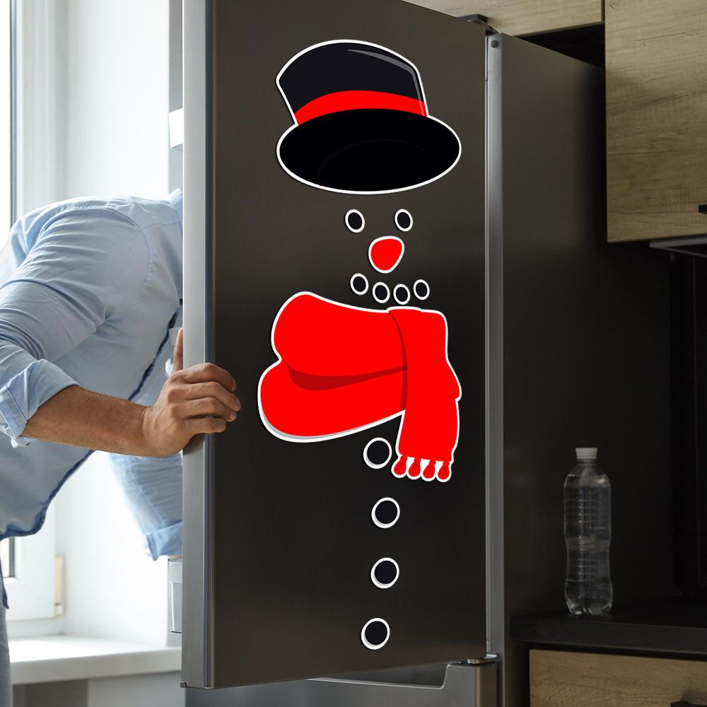 New Magnetic Christmas Snowman Fridge Door Stickers Merry Christmas Decoration