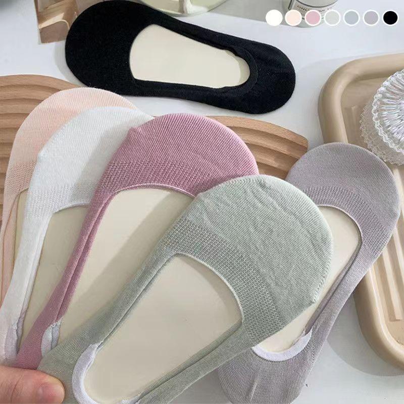 Летние женские носки-лодочки, однотонные, устойчивые к пяткам, нескользящие, тонкие, с низким верхом, с неглубоким горлом, летние невидимые носки