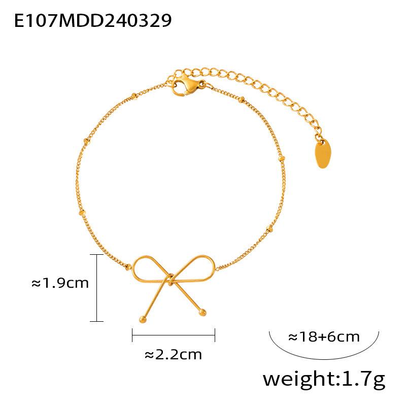 Итальянский журнал Simple Style Clavicle chain титановая сталь покрытая 18-каратным настоящим золотом браслет комплект ювелирных изделий ожерелье-бант