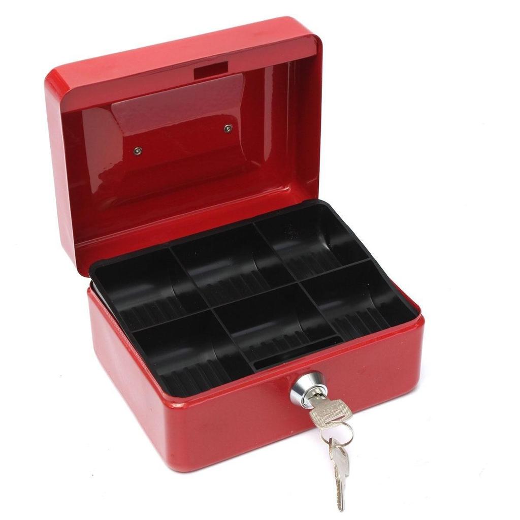 Металлическая коробка для мелких денег из нержавеющей стали с замком и лотком для безопасных денег, монет, ювелирных изделий