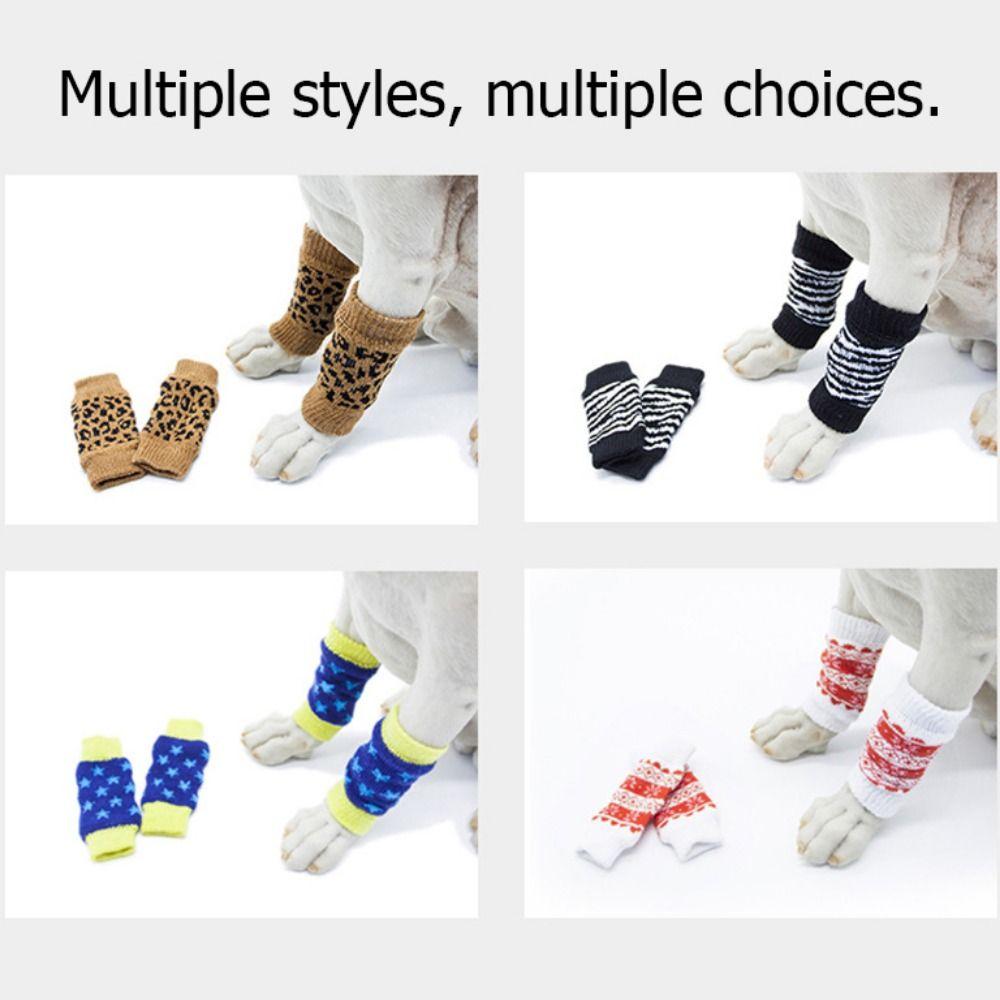 4pcs/set Warm Dog Leg Sleeves Elastic Dog Leg Socks Pet Accessories Pet Knee Pads  for Four Seasons