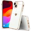 Case for iPhone 15 - Heart Pattern - Shockproof - Flexible - Ultra Slim - White