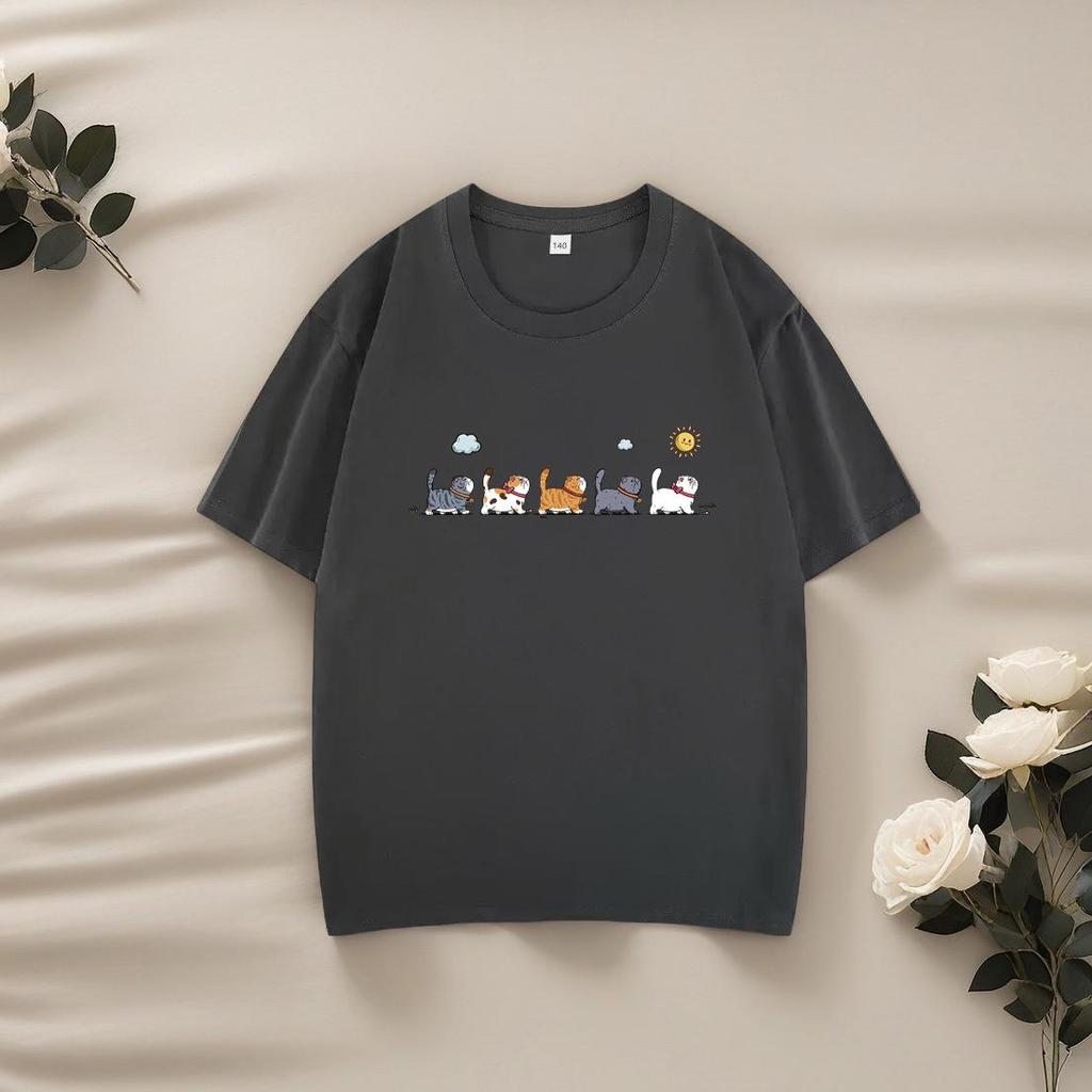 220 г Детская хлопковая футболка с рисунком – Модная с коротким рукавом для мальчиков и девочек