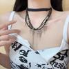 Cross Punk Dark Style Necklace Geometric Shape Tassel Choker For Travel Souvenir