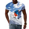 Летняя мода скейтборд спортивные соревнования лыжные мужские футболки повседневный принт хип-хоп Харадзюку личность круглый вырез короткий рукав топ