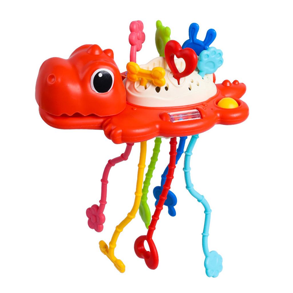 Dinosaur Pull String Toy for Baby Montessori Toy Sensory Toy for Toddlers Food Grade Silicone Baby