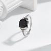 Stunning Silver Ring for Women Natural Big Black Spinel Cushion 8mm August Birthstone Classic Jewelry Wedding Dating Gift