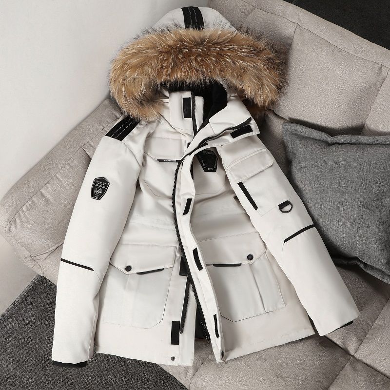 Down Jacket, Men's Thick Fur Collar, Tooling, Fashionable and Handsome